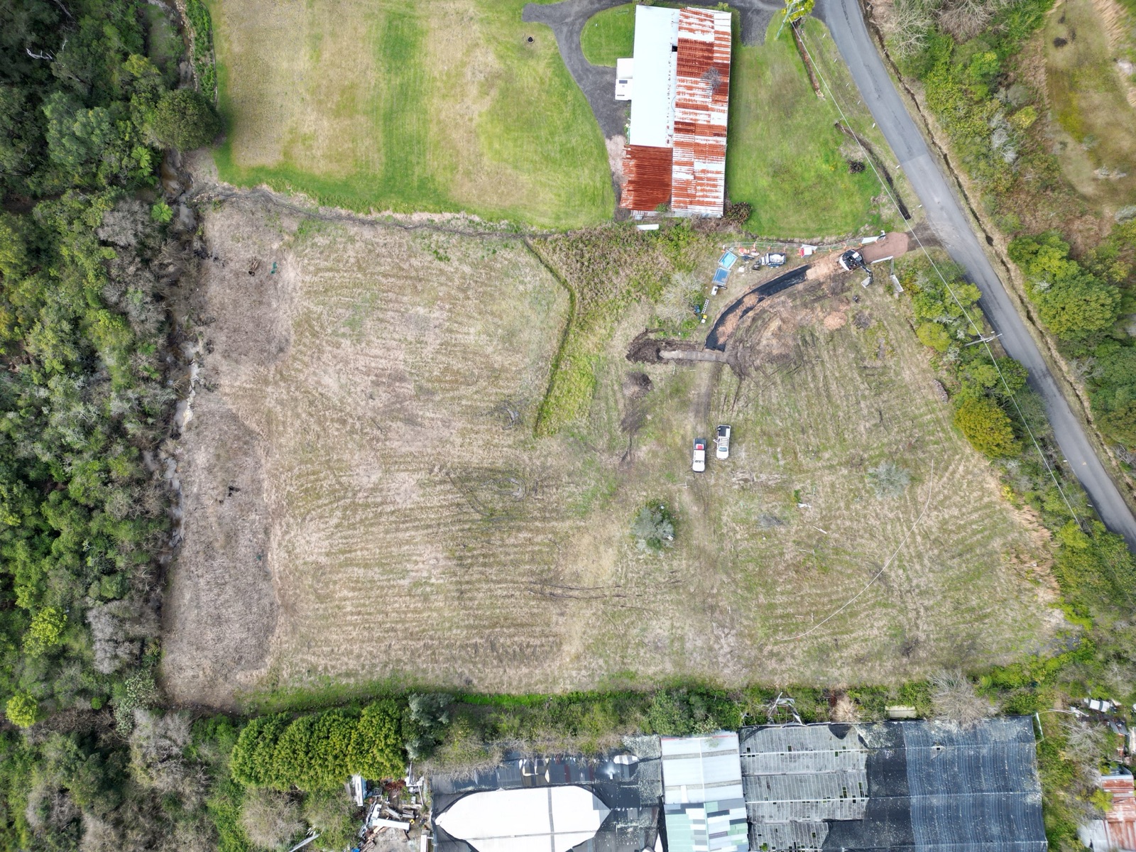 Aerial view of the bare Ingleside acreage block before construction began