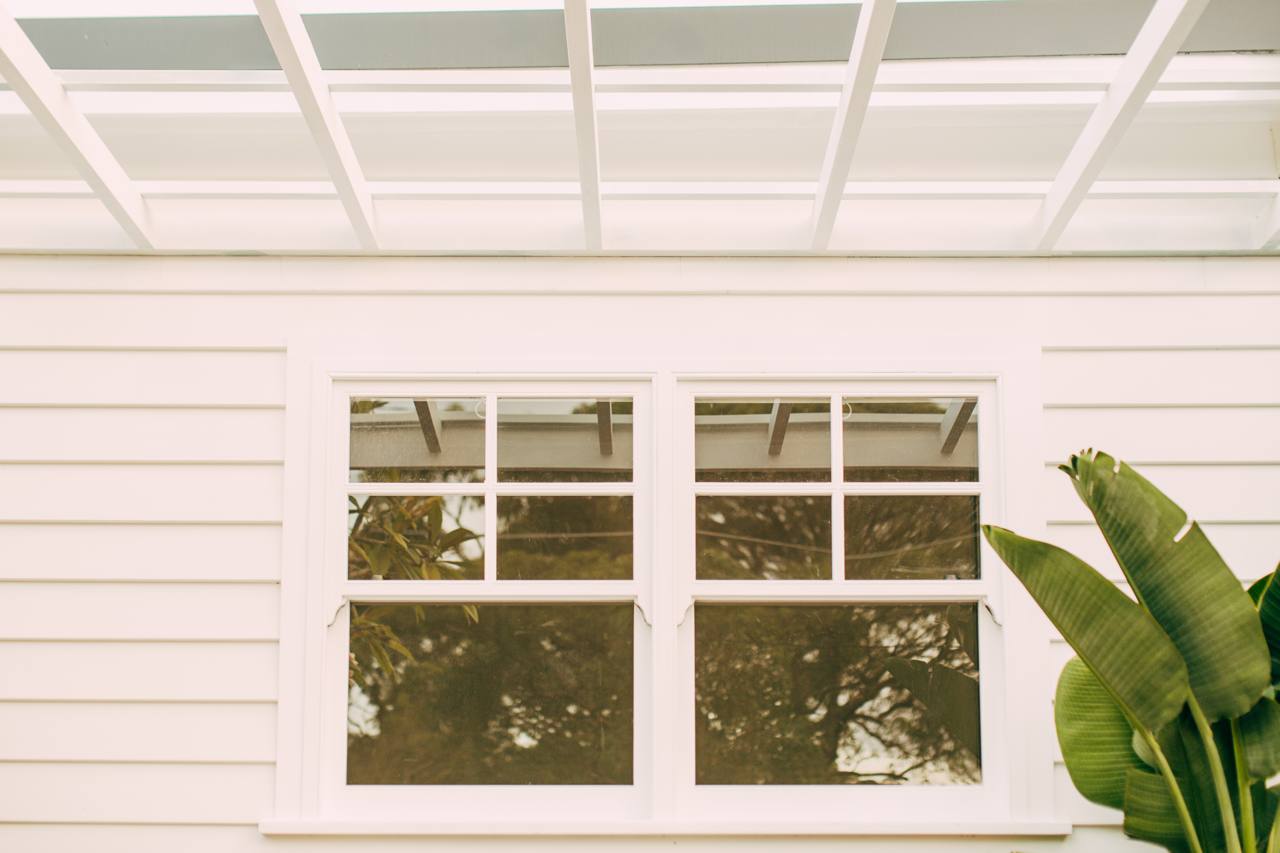 Contemporary cladding and window detail on the North Narrabeen home