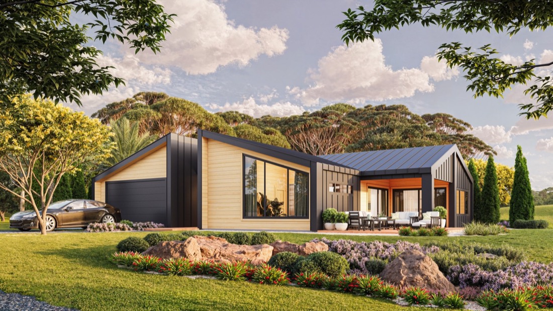 Scandi Homes Lumifrost design with dark steel cladding