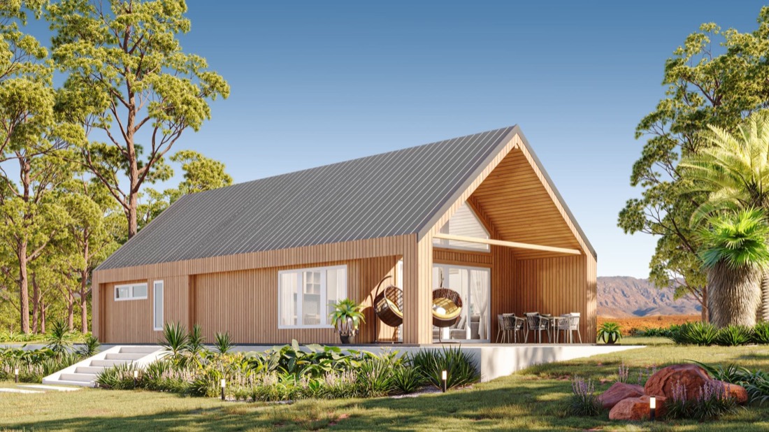 Scandi Homes Skogspire design with natural grey timber cladding